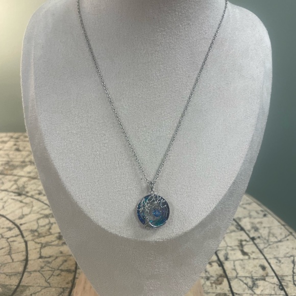 Jewelry - Sterling Silver and Blue Pendant Necklace